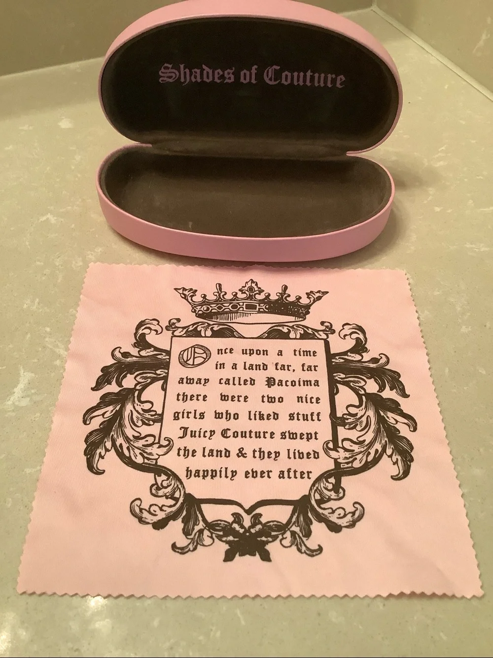Juicy Couture Pink Hard Sunglass Case with Logo Cloth